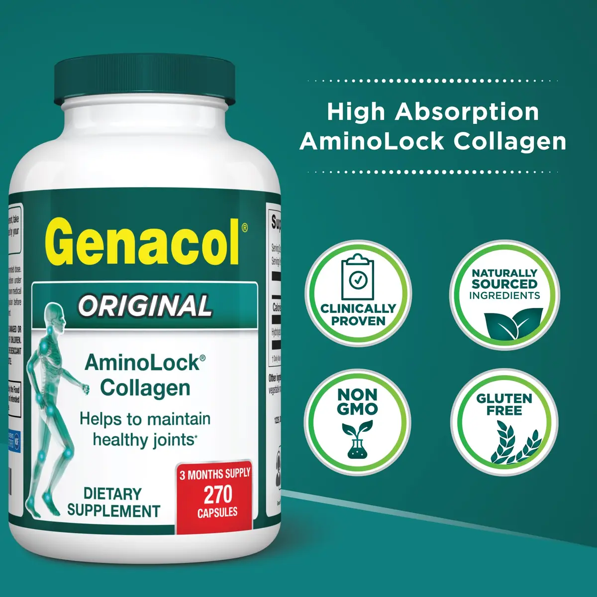 Genacol Original Hydrolyzed Collagen Joint Supplement 270 Count (90-Day Supply) | Clinically Studied for Joint Health - view 2