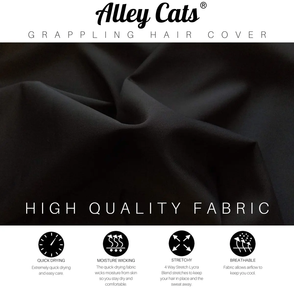 Alley Cats Wrestling Hair Cap Cover with Chin Strap, Black, One Size Fits Most | NFHS Compliant - view 6