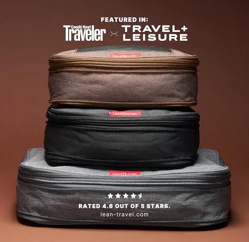 LeanTravel Premium Compression Packing Cubes 3-Pack (42.8cm H x 34.5cm W x 5cm L) | Maximize Luggage Space - view 5