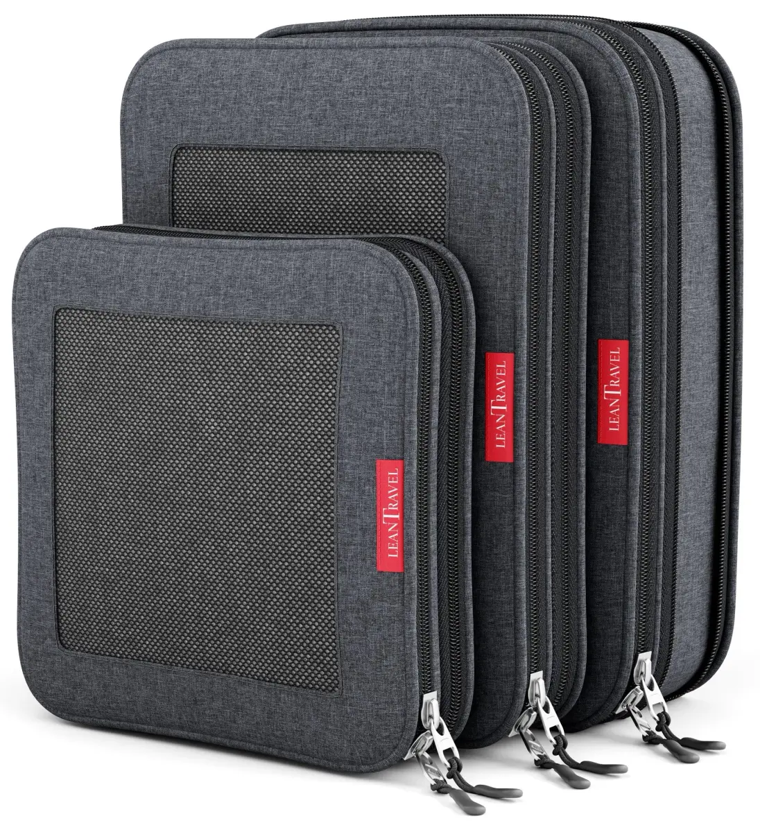 LeanTravel Premium Compression Packing Cubes 3-Pack (42.8cm H x 34.5cm W x 5cm L) | Maximize Luggage Space - main product image