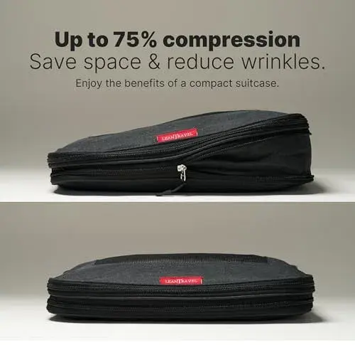 LeanTravel Premium Compression Packing Cubes 3-Pack (42.8cm H x 34.5cm W x 5cm L) | Maximize Luggage Space - view 2