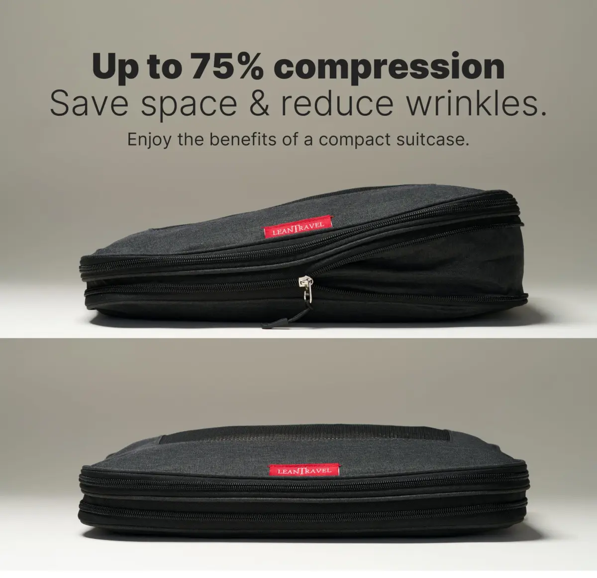 LeanTravel Premium Compression Packing Cubes 3-Pack (42.8cm H x 34.5cm W x 5cm L) | Maximize Luggage Space - view 2