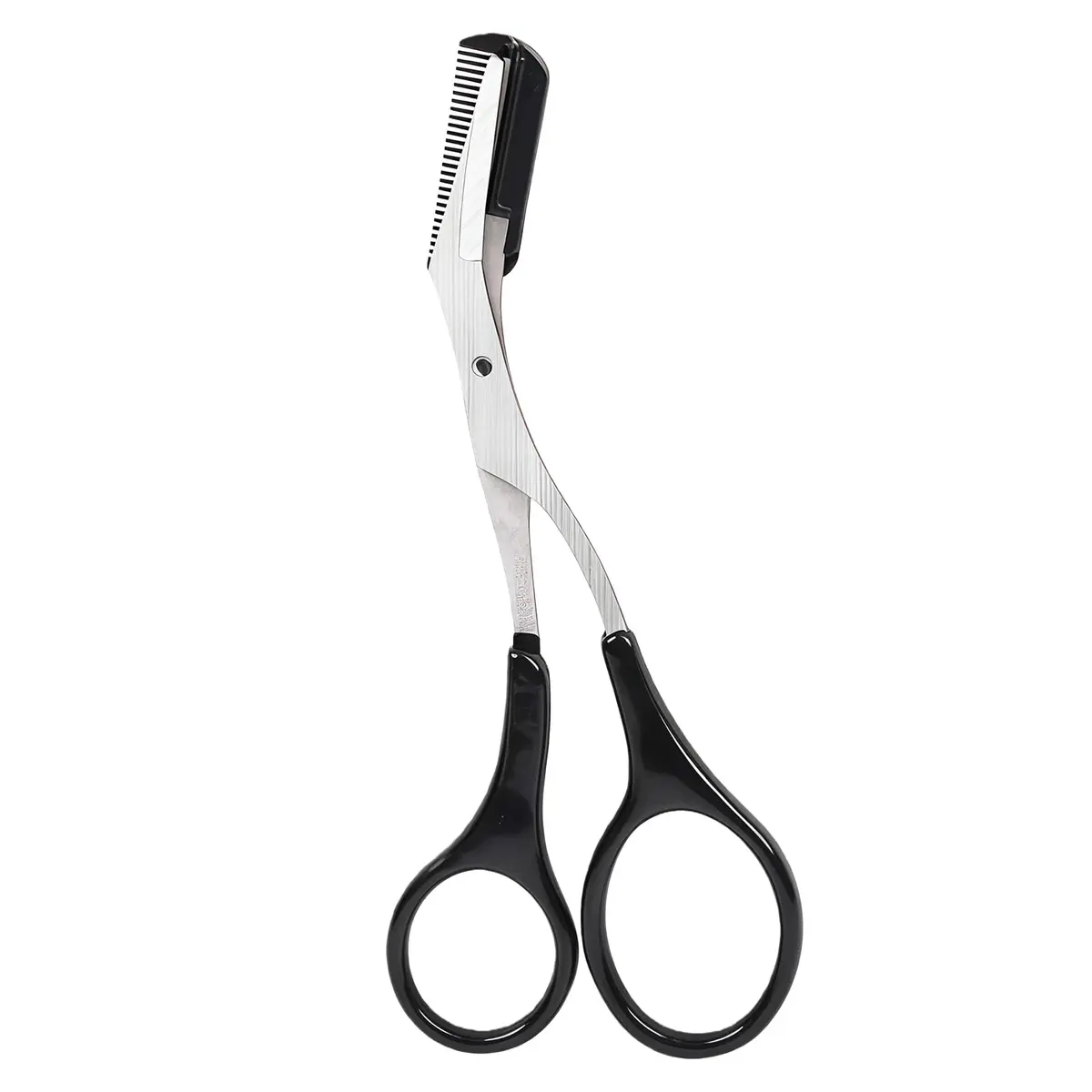 ericotry Professional Eyebrow Trimmer Scissors with Comb & Non-Slip Grips, Black/Silver Tone | Precision Grooming Tool - main product image