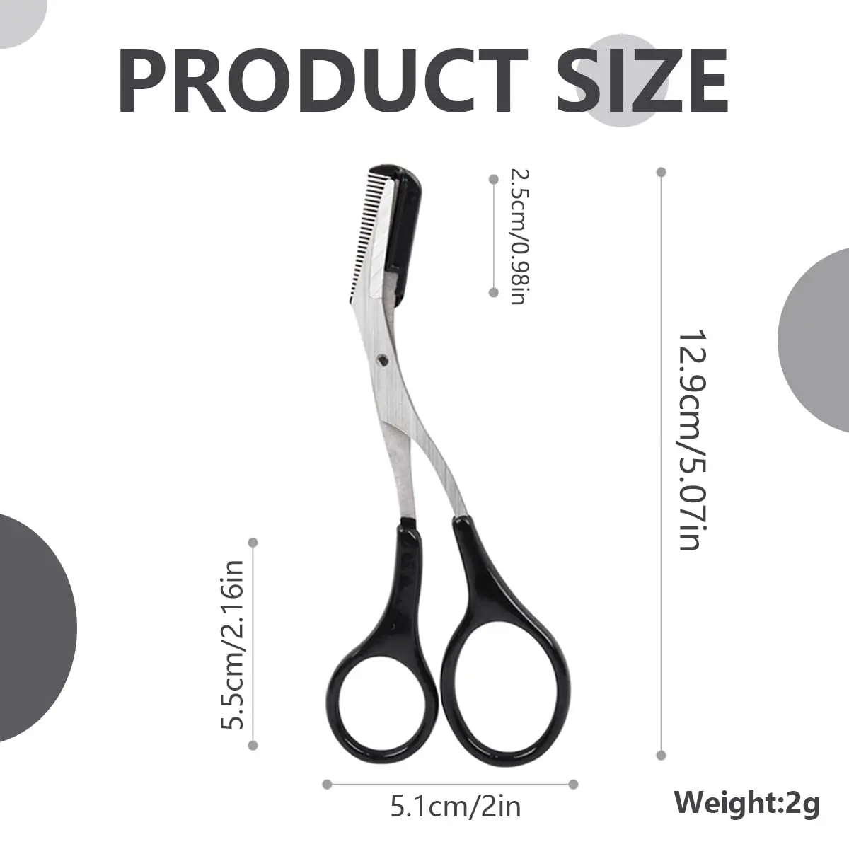 ericotry Professional Eyebrow Trimmer Scissors with Comb & Non-Slip Grips, Black/Silver Tone | Precision Grooming Tool - view 2