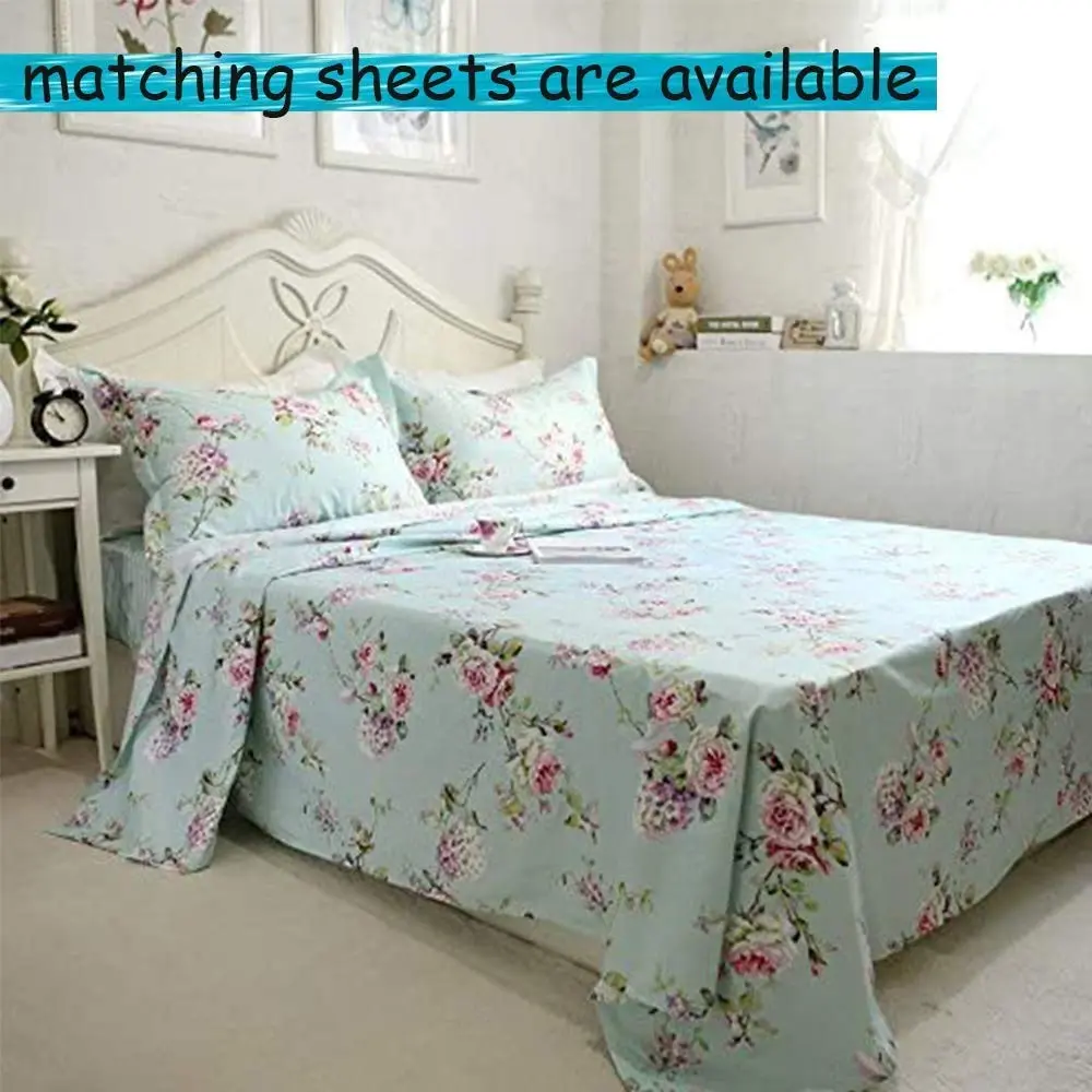 FADFAY Cotton Duvet Cover Set Full Size Blue Floral Bedding Set | Super Soft Purple Hydrangea Flower Print - view 5