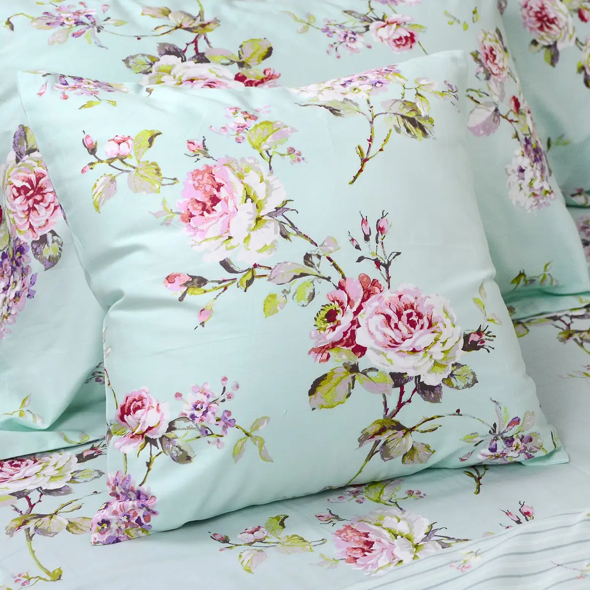 FADFAY Cotton Duvet Cover Set Full Size Blue Floral Bedding Set | Super Soft Purple Hydrangea Flower Print - view 6