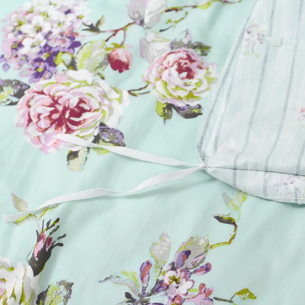 FADFAY Cotton Duvet Cover Set Full Size Blue Floral Bedding Set | Super Soft Purple Hydrangea Flower Print - view 8