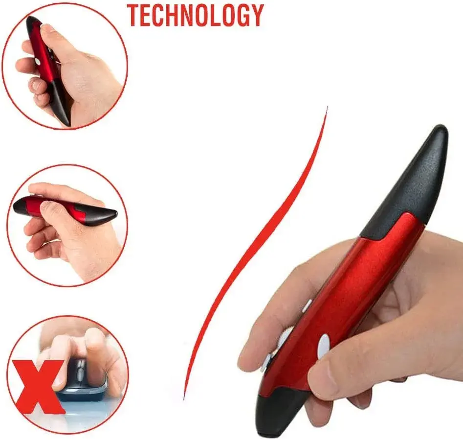lychee Wireless Optical Pocket Pen Mouse Red | 800/1200/1600 DPI Adjustable Handwriting Mini Mice - view 6