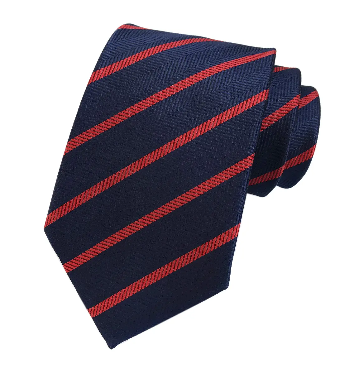 Elfeves Necktie Navy Blue Red Jacquard Woven 57" Slim | Classic Repp & Trendy Stripe (70-120 chars) - main product image