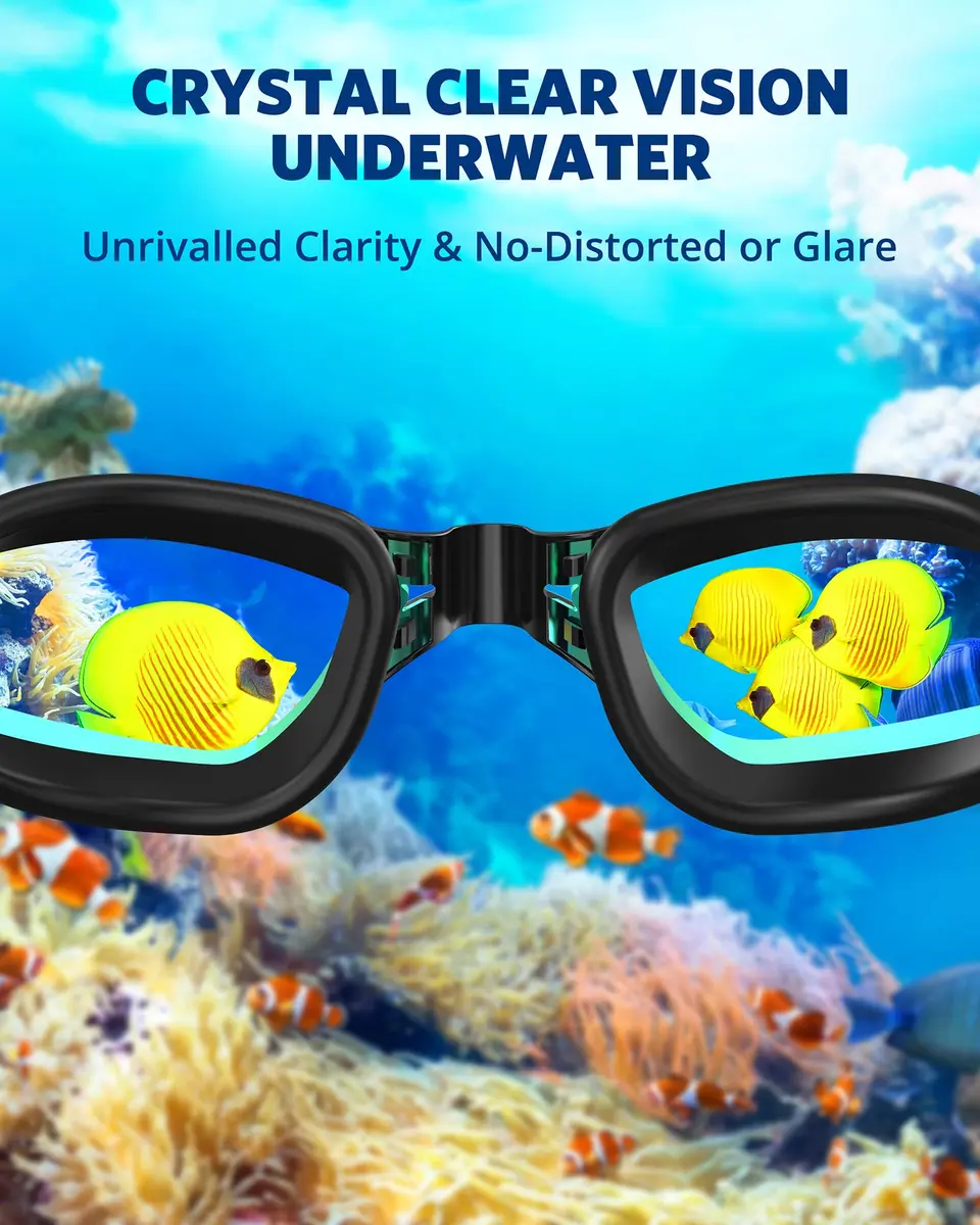 Aegend Swim Goggles 2 Pack UV Protection Adjustable No Leaking Adult Men Women Youth, Bright Blue & Aqua | Anti-Fog & UV400 - view 5