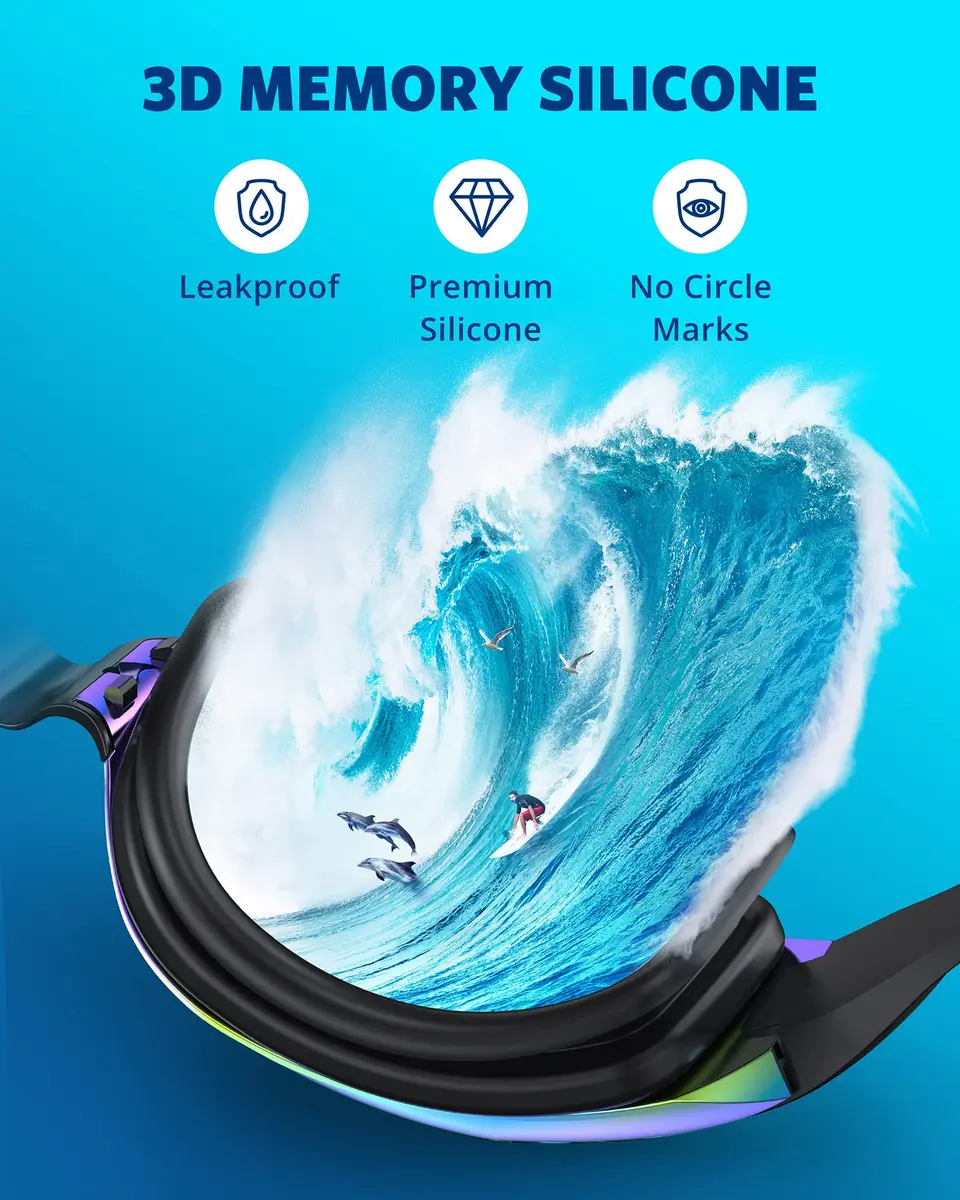 Aegend Swim Goggles 2 Pack UV Protection Adjustable No Leaking Adult Men Women Youth, Bright Blue & Aqua | Anti-Fog & UV400 - view 4