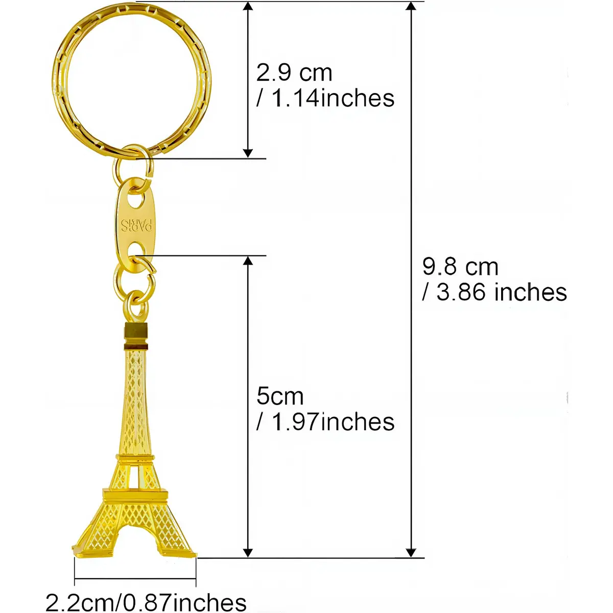 Outus 15 Pieces Eiffel Tower Keyring Retro Souvenirs Keychains Gold | Exquisite Alloy Design for Keys & Gifts - view 2