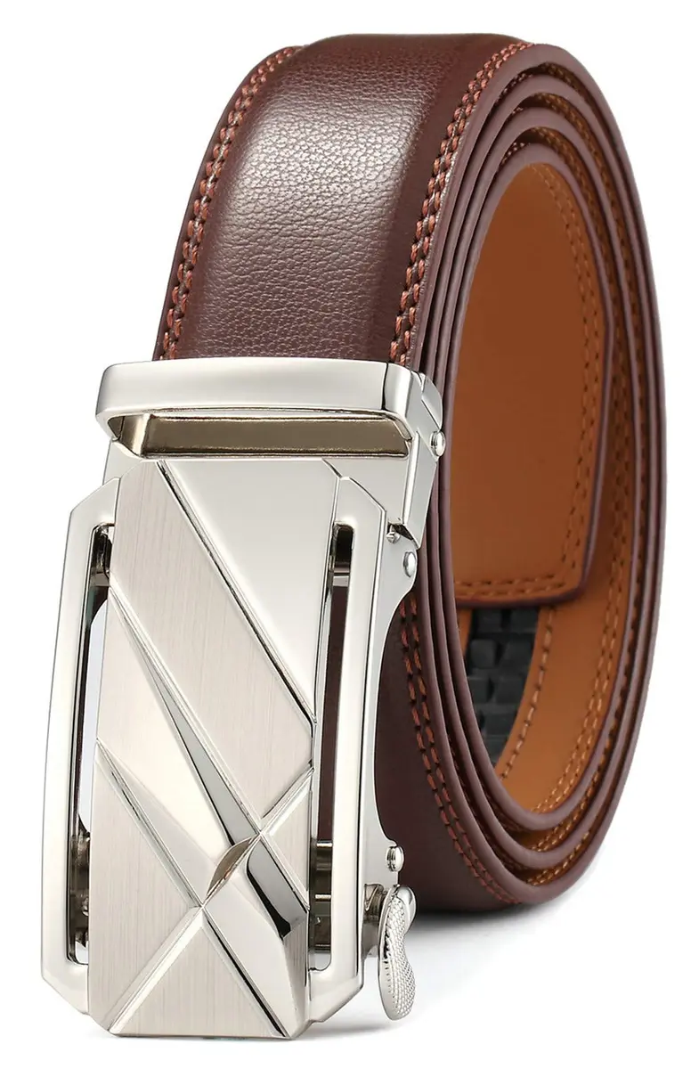 Lingli Men's Ratchet Dress Belt 35mm | Adjustable, Genuine Leather, Automatic Buckle - main product image