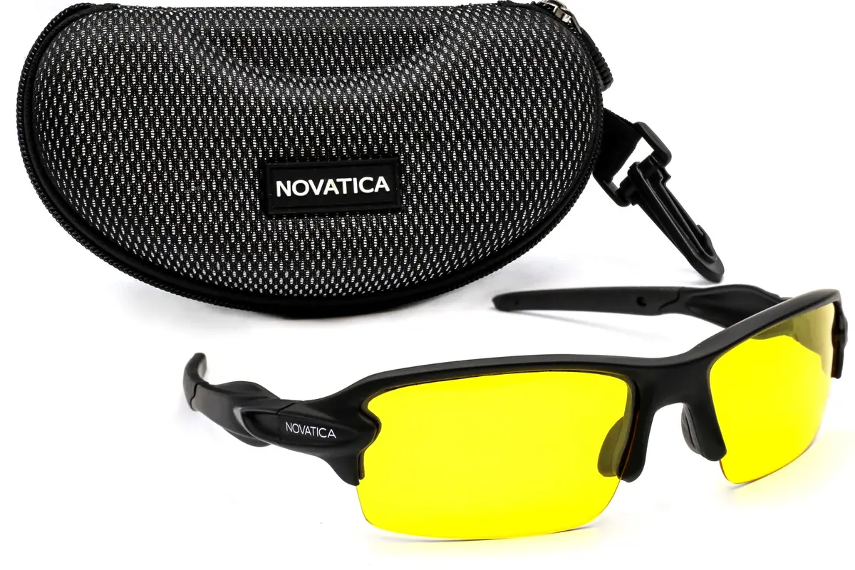 NOVATICA Night Driving Glasses For Men & Women - Anti Glare - Night Vision - Semi Polarized Yellow TAC Lens - UV Protection - main product image
