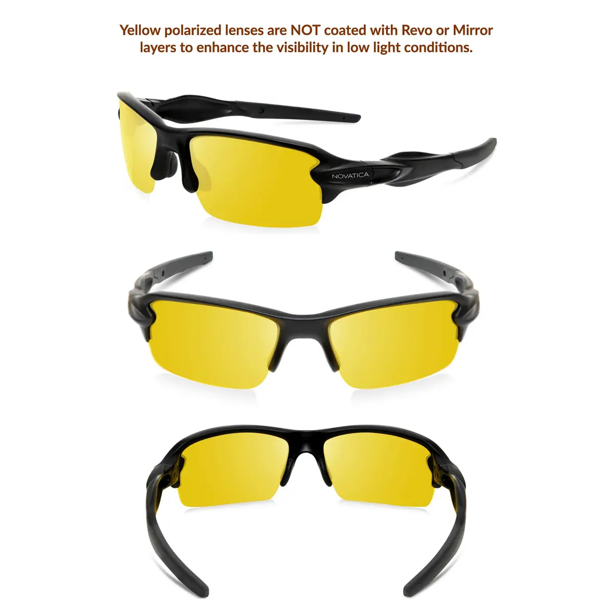 NOVATICA Night Driving Glasses For Men & Women - Anti Glare - Night Vision - Semi Polarized Yellow TAC Lens - UV Protection - view 2