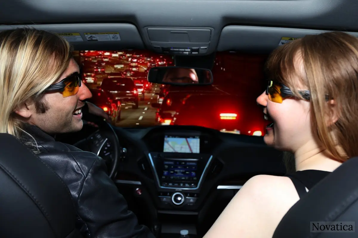 NOVATICA Night Driving Glasses For Men & Women - Anti Glare - Night Vision - Semi Polarized Yellow TAC Lens - UV Protection - view 3