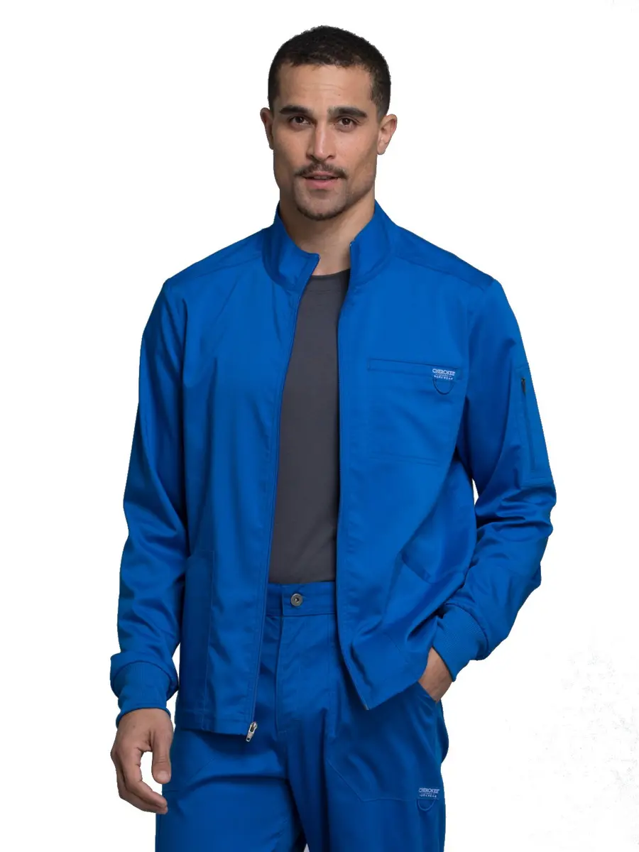 Cherokee WW Revolution Scrub Jacket Men Zip Front Nurse Jacket 5 Pockets | Breathable, Durable & Easy Care (70-120 chars) - main product image