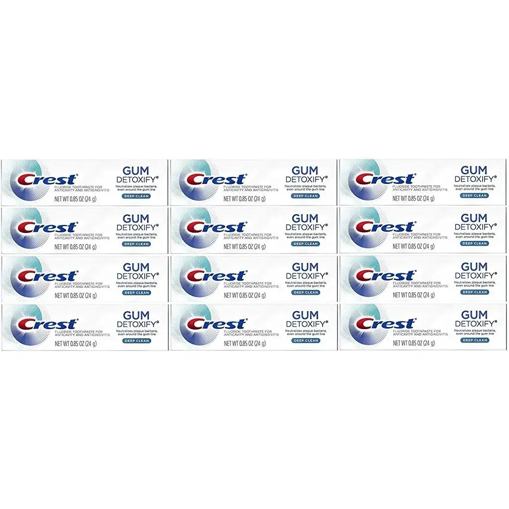 Crest Gum Detoxify Deep Clean Toothpaste, Travel Size 24g (0.85 oz) - Pack of 12 | Clinically Proven Healthier Gums - main product image