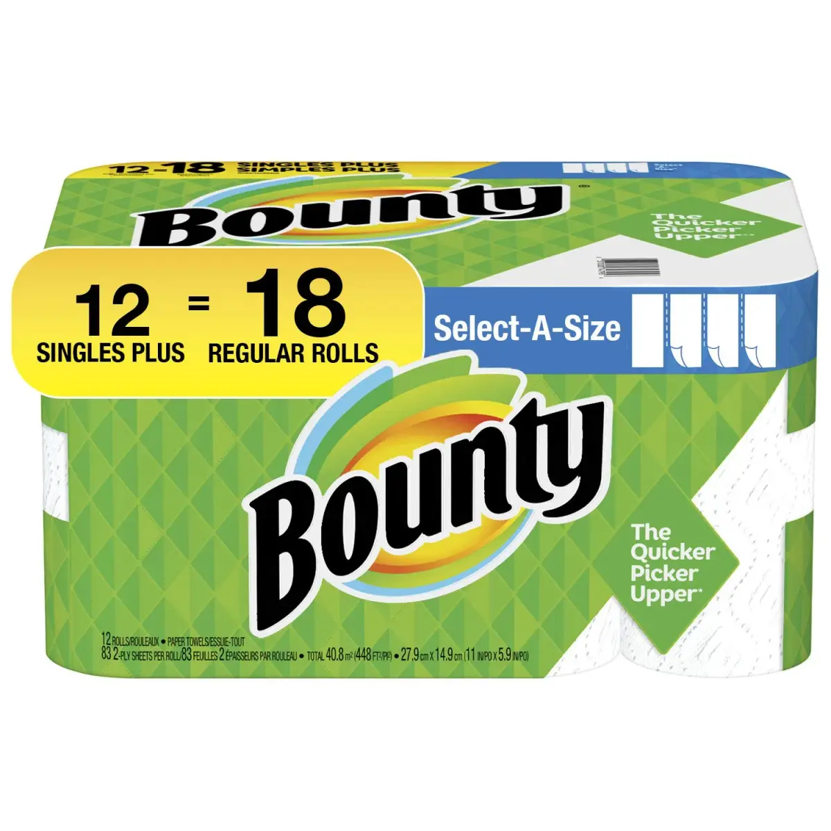 Bounty Select-A-Size Paper Towels, 2-Ply, 996 Sheets Total | Strong & Absorbent for Indian Households - main product image