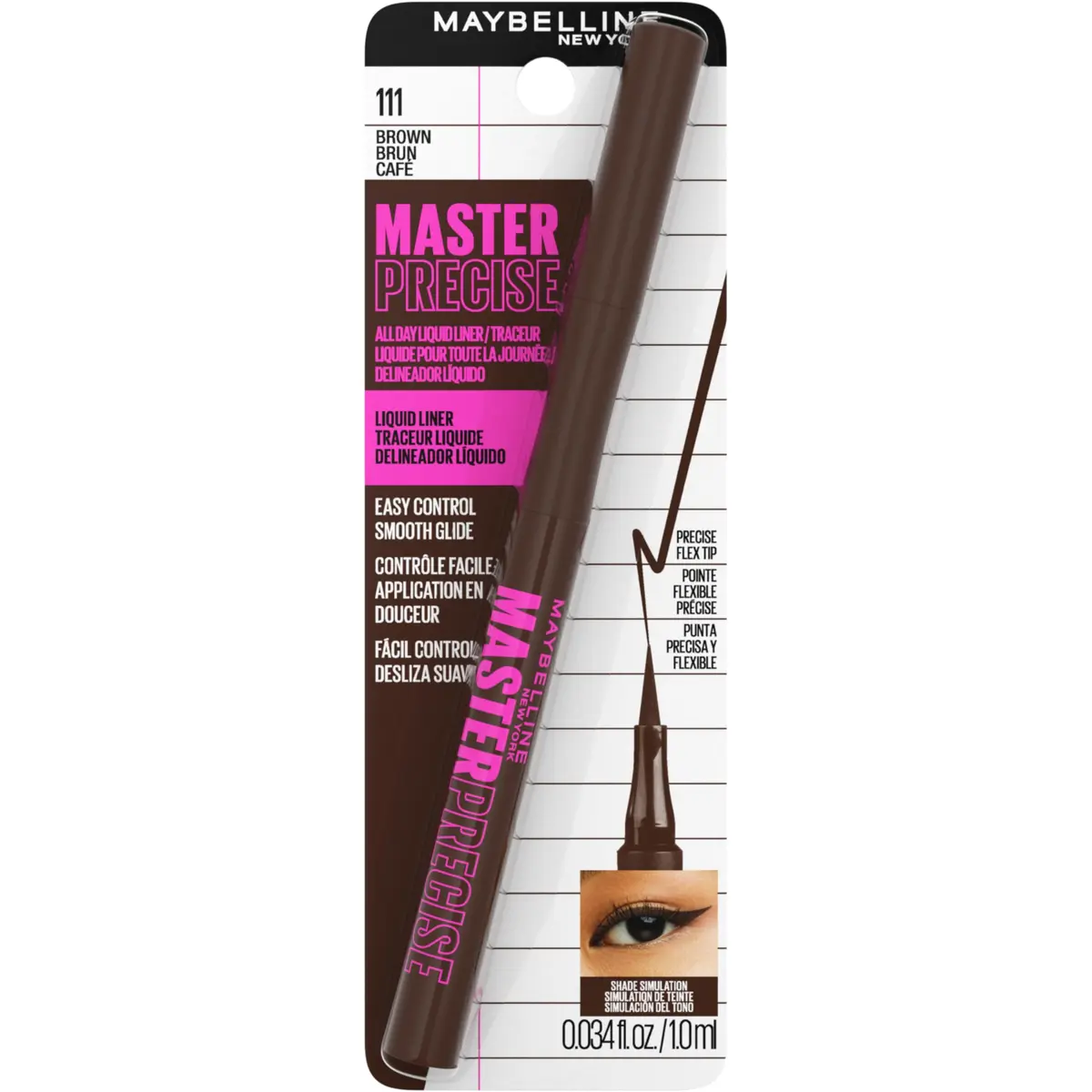 Maybelline Master Precise All Day Waterproof Liquid Eyeliner Makeup, Forest Brown, 0.11ml (0.0037 Fl Oz) | Ophthalmologist Tested for Sensitive Eyes - view 7