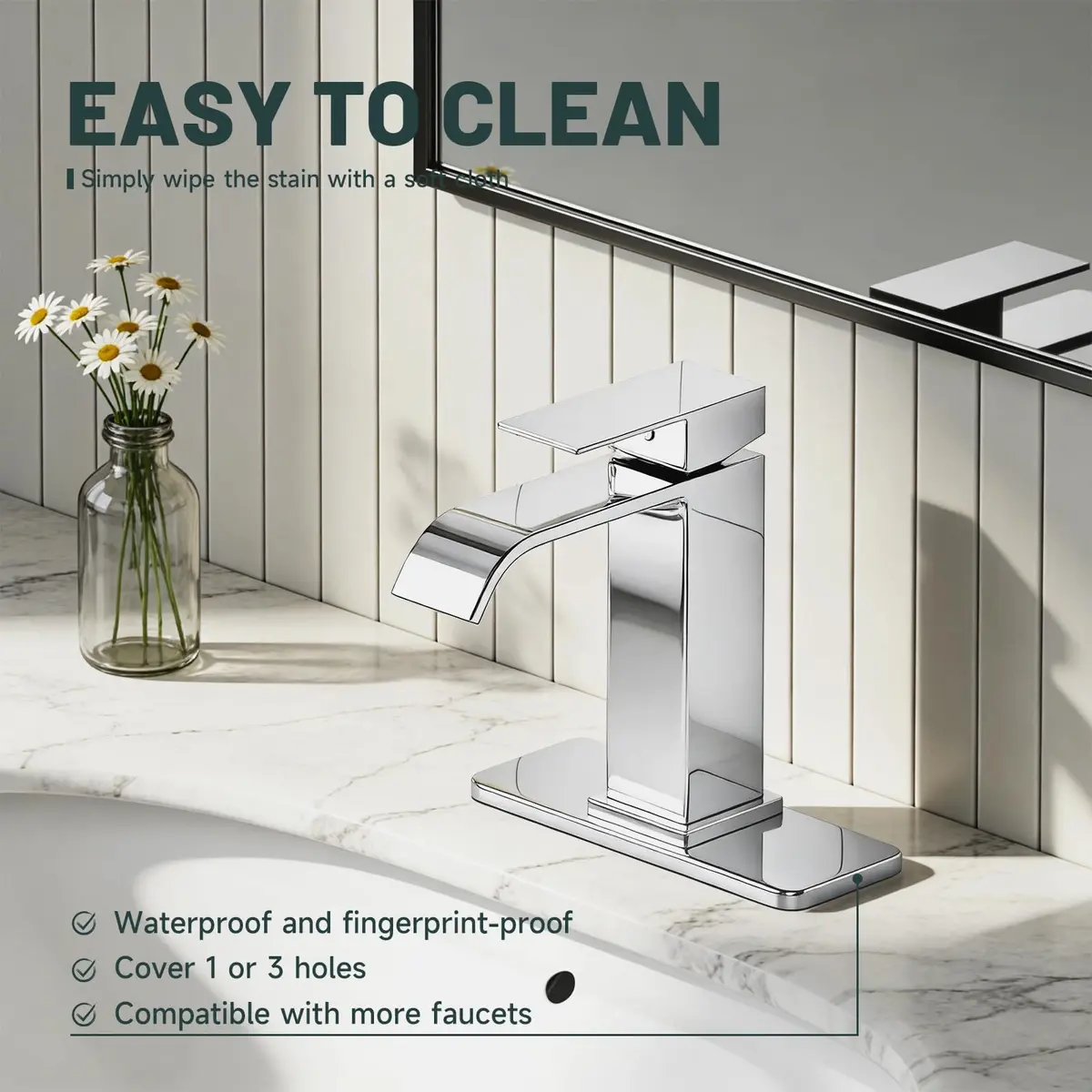 Greenspring 6 Inch Faucet Deck Plate, Sink Hole Cover, 1 or 3 Hole | Chrome Stainless Steel - view 5