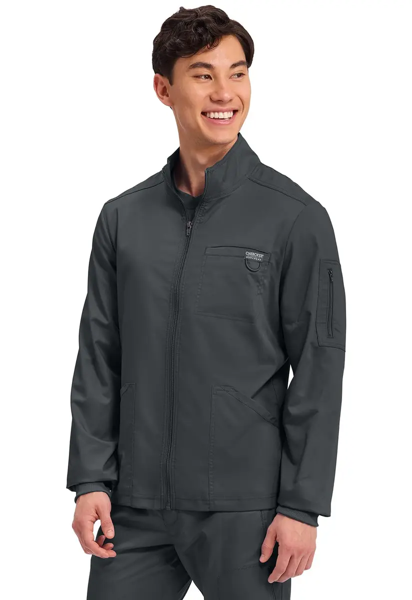Cherokee WW Revolution Scrub Jacket Men Zip Front 5 Pockets | Breathable, Durable, Professional Fit - view 2