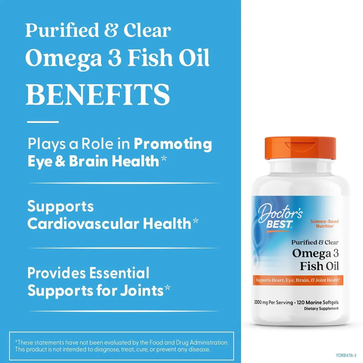 Doctor's Best Omega 3 Fish Oil Supplement 2000 mg | EPA 800mg, DHA 400mg, Heart Health Support - view 3