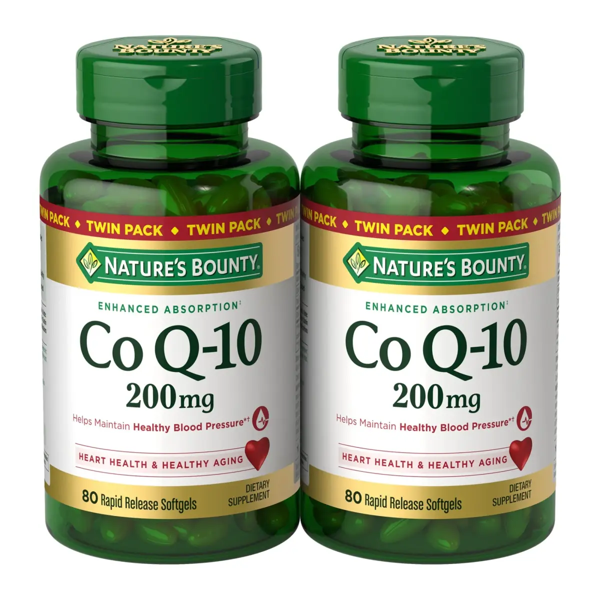 Nature's Bounty CoQ10 200mg Softgels, 160 Count (Pack of 2) | Supports Heart Health & Cellular Energy - main product image