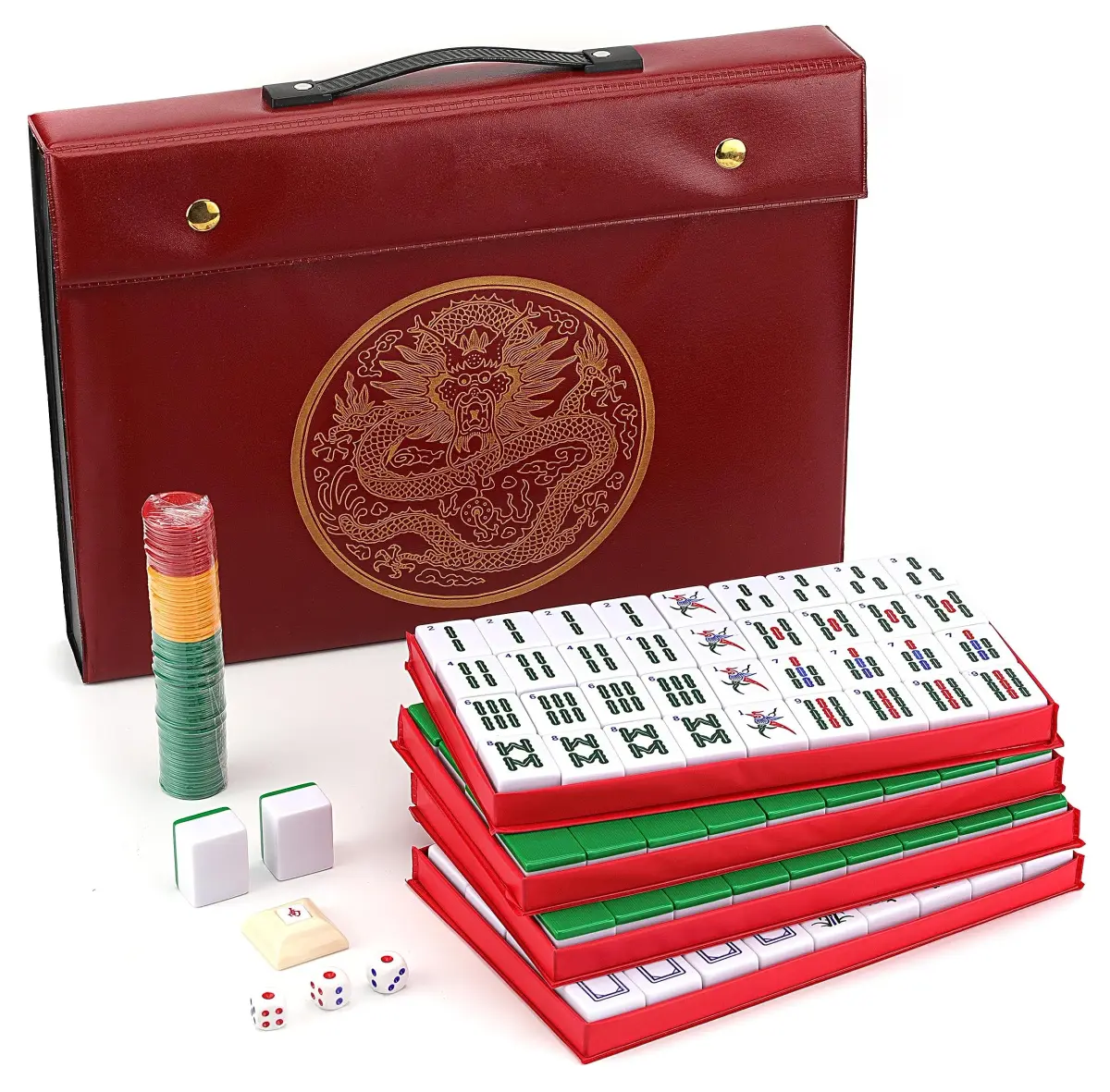 Mose Cafolo Chinese Mahjong Set X-Large 146 Tiles (3.7cm) | Classic Melamine Game with Travel Case & English Manual - main product image