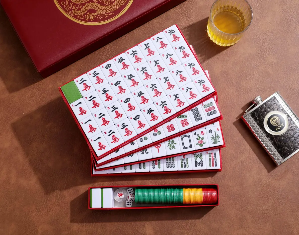 Mose Cafolo Chinese Mahjong Set X-Large 146 Tiles (3.7cm) | Classic Melamine Game with Travel Case & English Manual - view 3