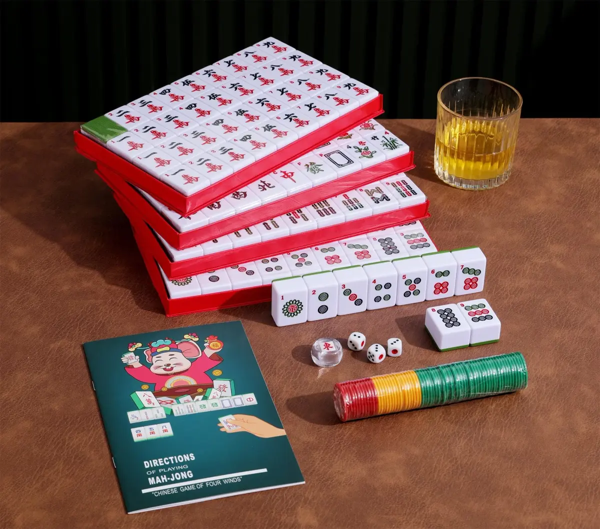 Mose Cafolo Chinese Mahjong Set X-Large 146 Tiles (3.7cm) | Classic Melamine Game with Travel Case & English Manual - view 4