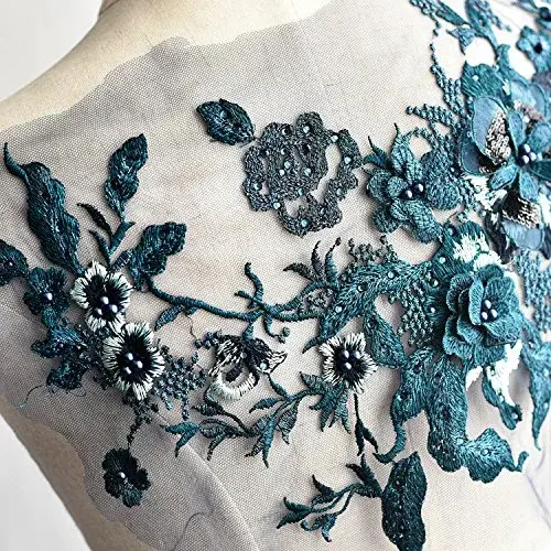 FEEPOP 3D Embroidered Flower Patch 35cm x 28cm (13.8 x 11 Inch) | Floral Lace Applique for Wedding Dresses - view 2