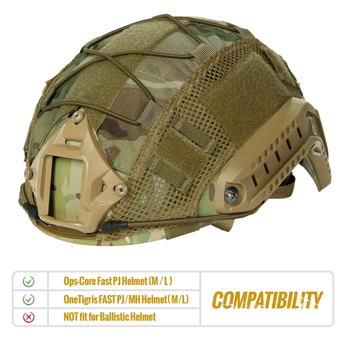 ONETIGRIS Helmet Cover, Tactical Fast Cover Cloth for PJ Helmet, Size M/L | Water-Resistant & Dust-Proof - view 2