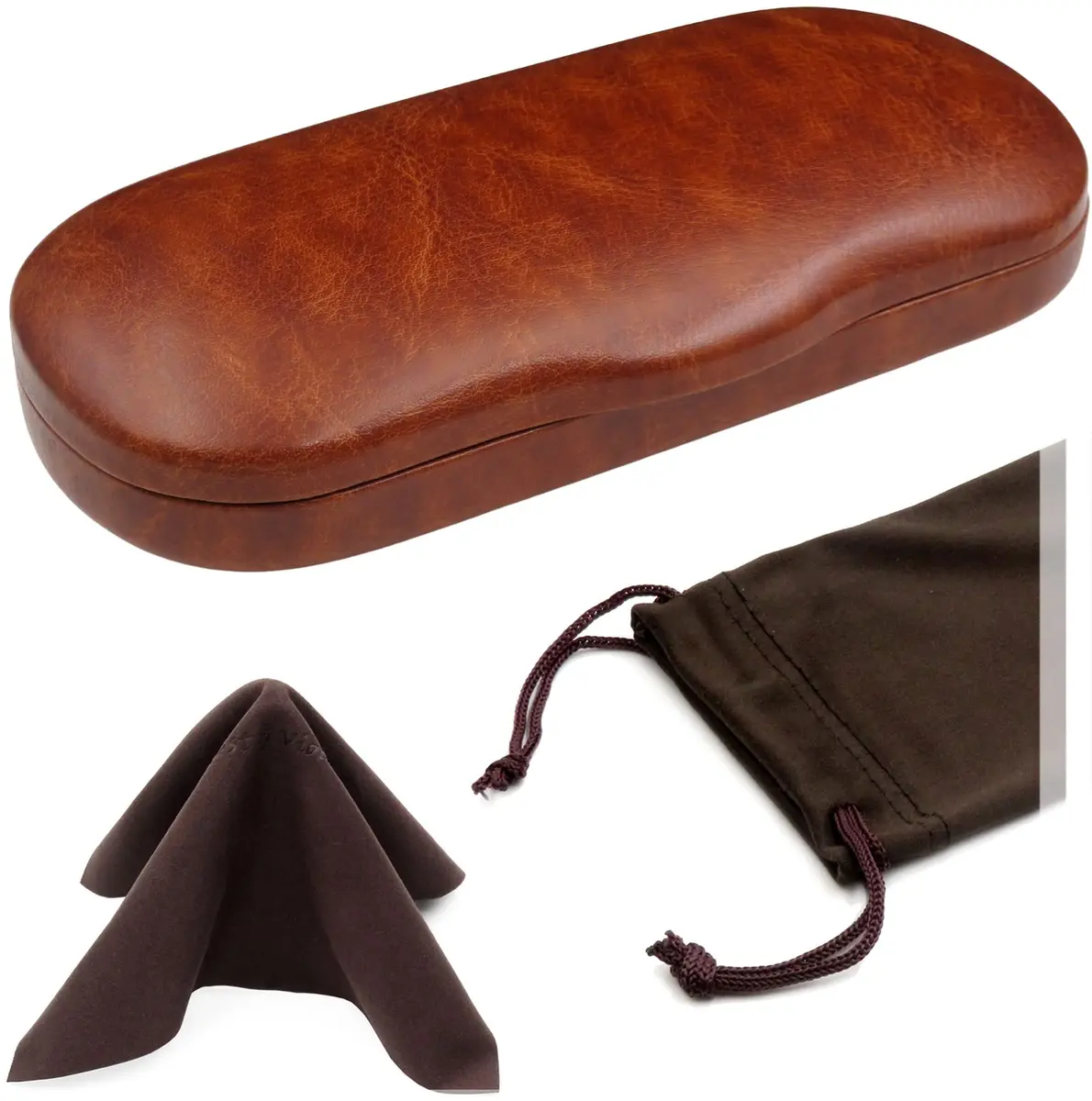 MyEyeglassCase Glasses Case Hard Shell for Small - Medium Frames | Elegant Brown Travel Storage - main product image