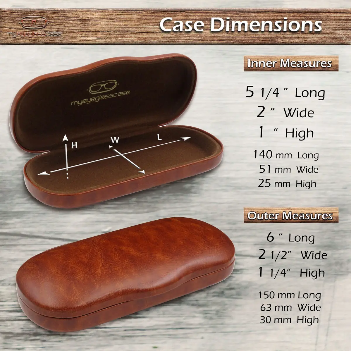 MyEyeglassCase Glasses Case Hard Shell for Small - Medium Frames | Elegant Brown Travel Storage - view 5