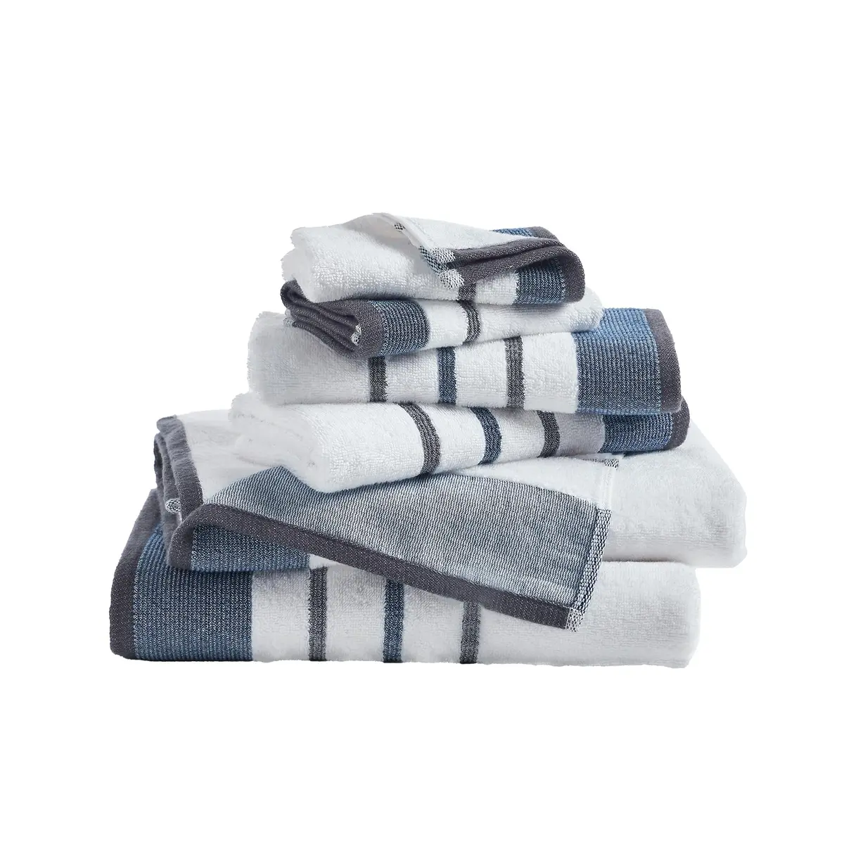 Great Bay Home Decorative Bath Towel Set - Luxury Cotton 6 Piece Towel Set - Luxurious, Ultra-Soft, Durable Towels for Bathroom Decor (Blue/December Sky) - main product image
