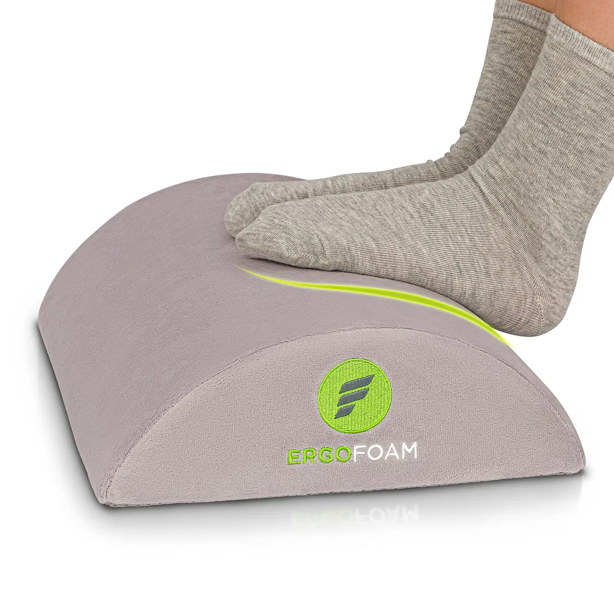 ErgoFoam Ergonomic Under Desk Foot Rest - Premium Velvet Soft Foam Footrest | Rocker (Grey) - main product image