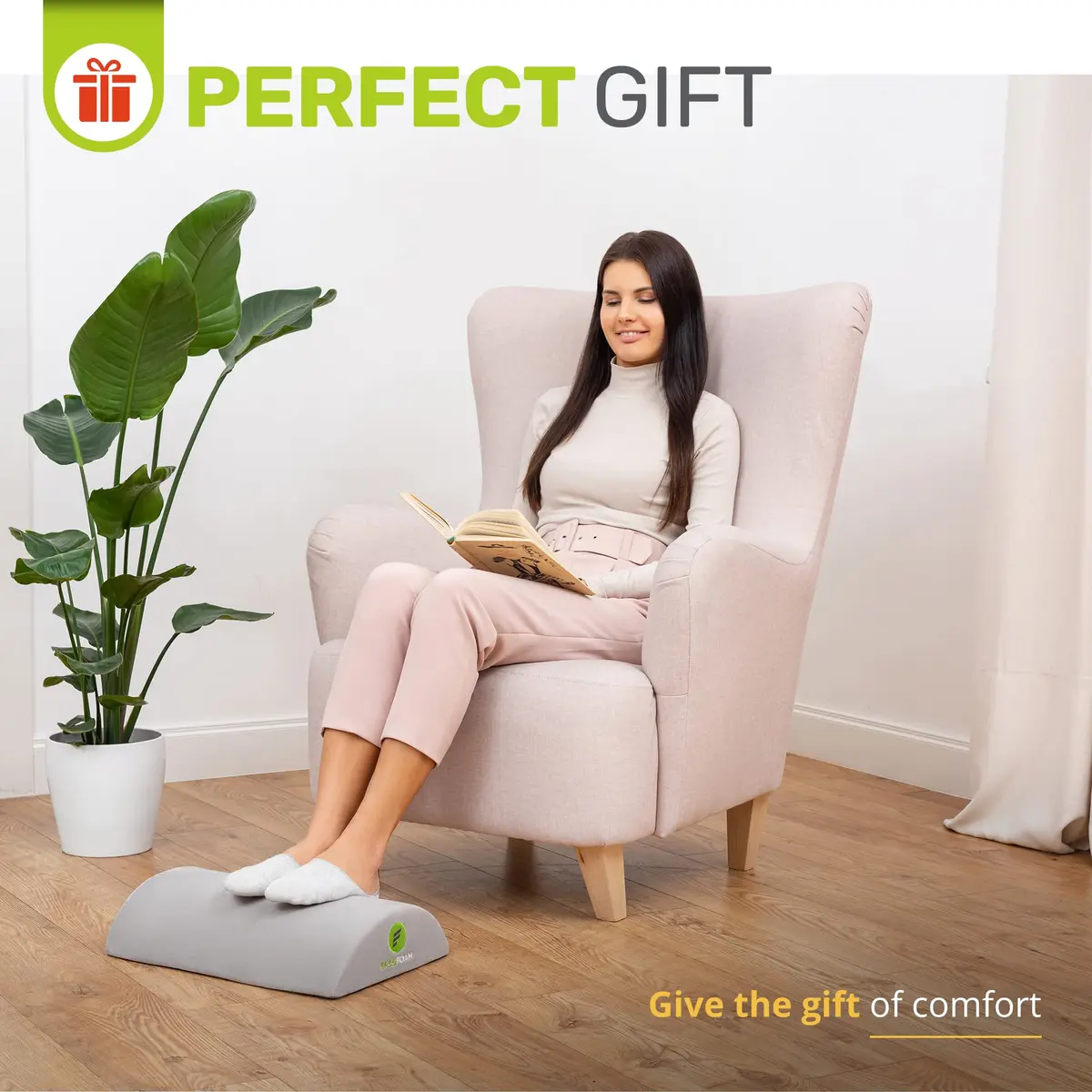 ErgoFoam Ergonomic Under Desk Foot Rest - Premium Velvet Soft Foam Footrest | Rocker (Grey) - view 7