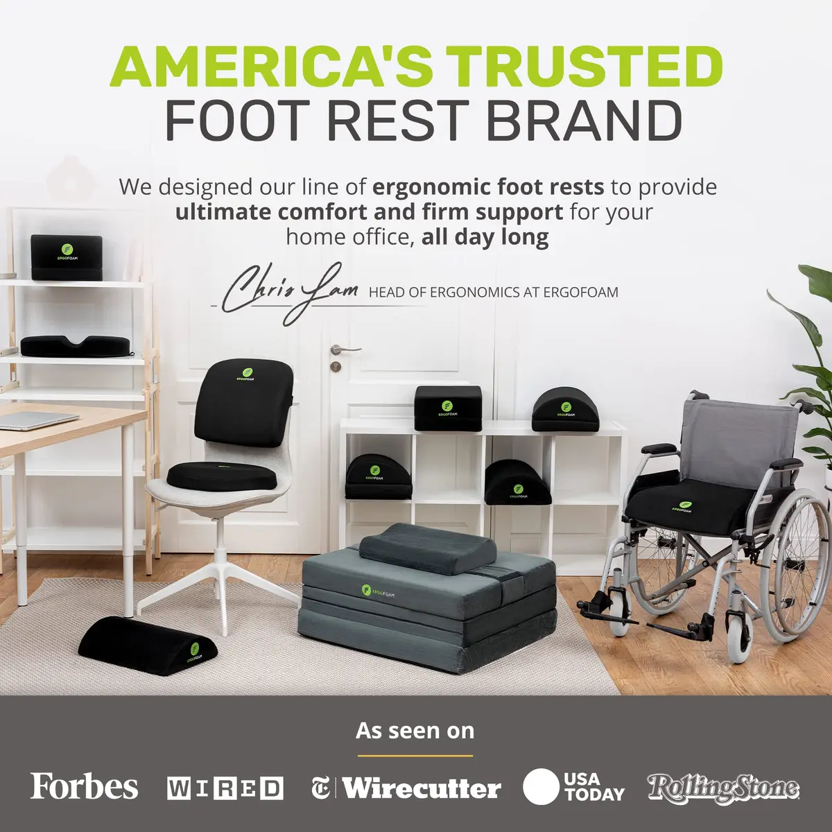 ErgoFoam Ergonomic Under Desk Foot Rest - Premium Velvet Soft Foam Footrest | Rocker (Grey) - view 4