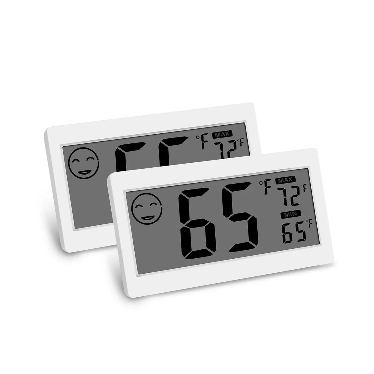 JLENOVEG Humidity Meter in Room Temperature & Humidity Display | Indoor Hygrometer with Big LCD Screen & Stand (1.5V AG13, White) - main product image