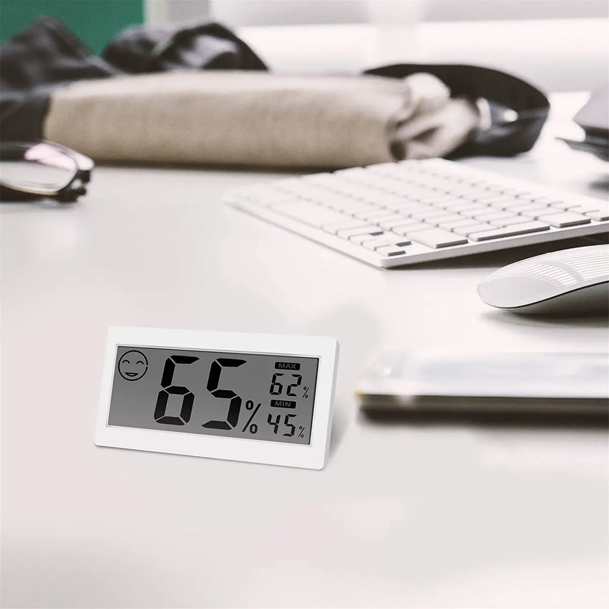 JLENOVEG Humidity Meter in Room Temperature & Humidity Display | Indoor Hygrometer with Big LCD Screen & Stand (1.5V AG13, White) - view 7