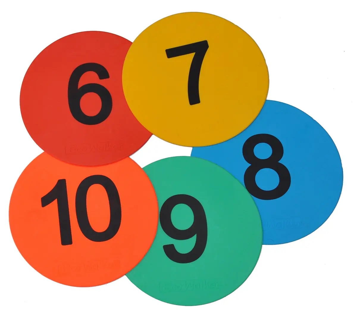 Eco Walker 8inch Numbered Floor Spot Markers Set of 5 (6-10) | Non-slip, Flexible, Indoor/Outdoor Sports Markers - main product image