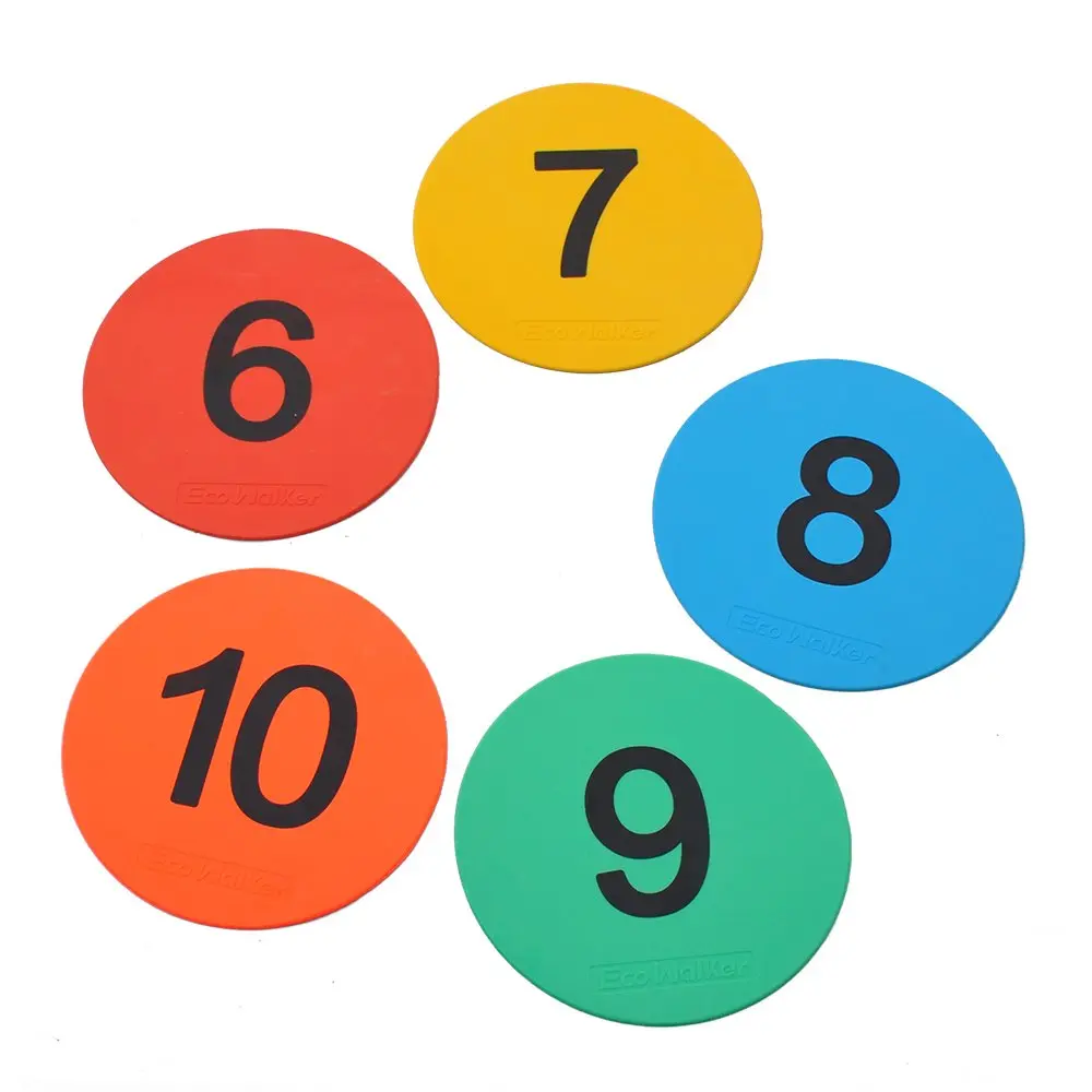Eco Walker 8inch Numbered Floor Spot Markers Set of 5 (6-10) | Non-slip, Flexible, Indoor/Outdoor Sports Markers - view 5
