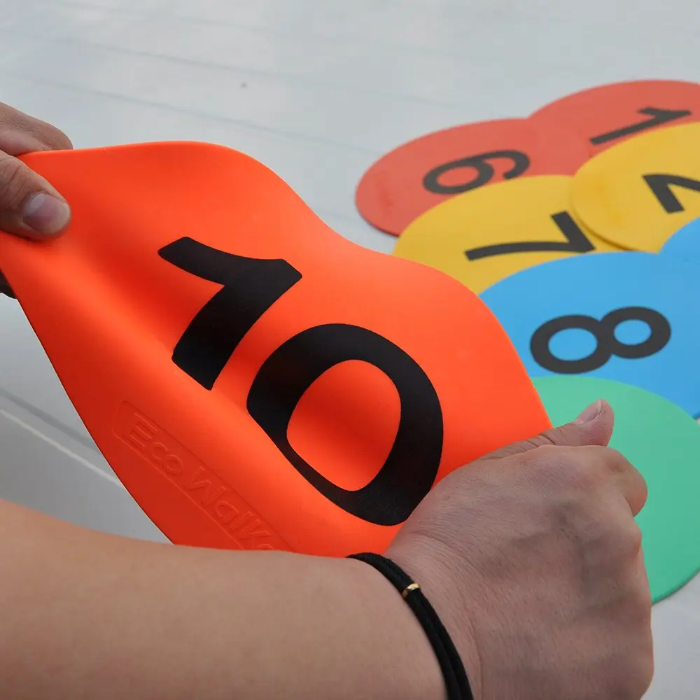 Eco Walker 8inch Numbered Floor Spot Markers Set of 5 (6-10) | Non-slip, Flexible, Indoor/Outdoor Sports Markers - view 2