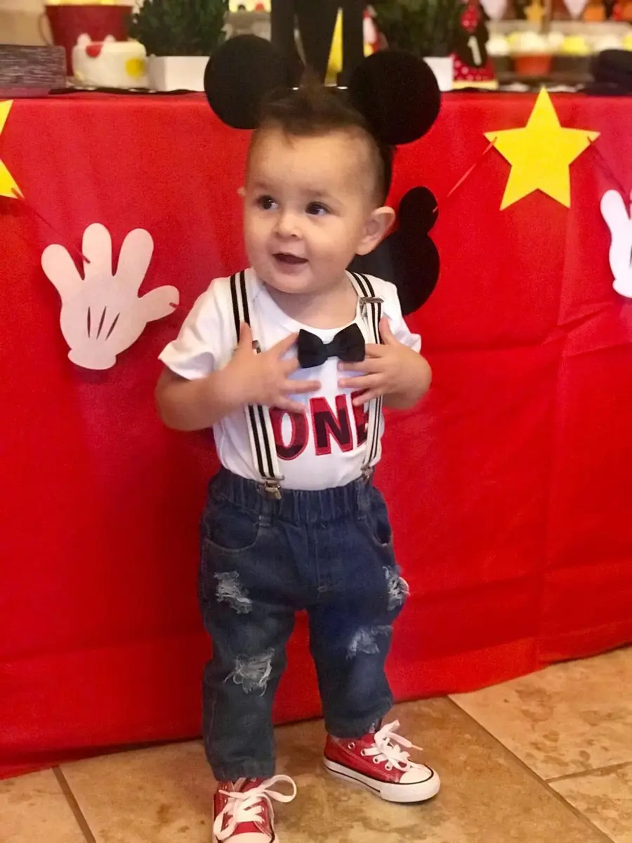 Pinleck Toddler Baby Boy Birthday Clothes Set 0-24 Months | Photo Outfit with Bowtie & Suspenders - view 2