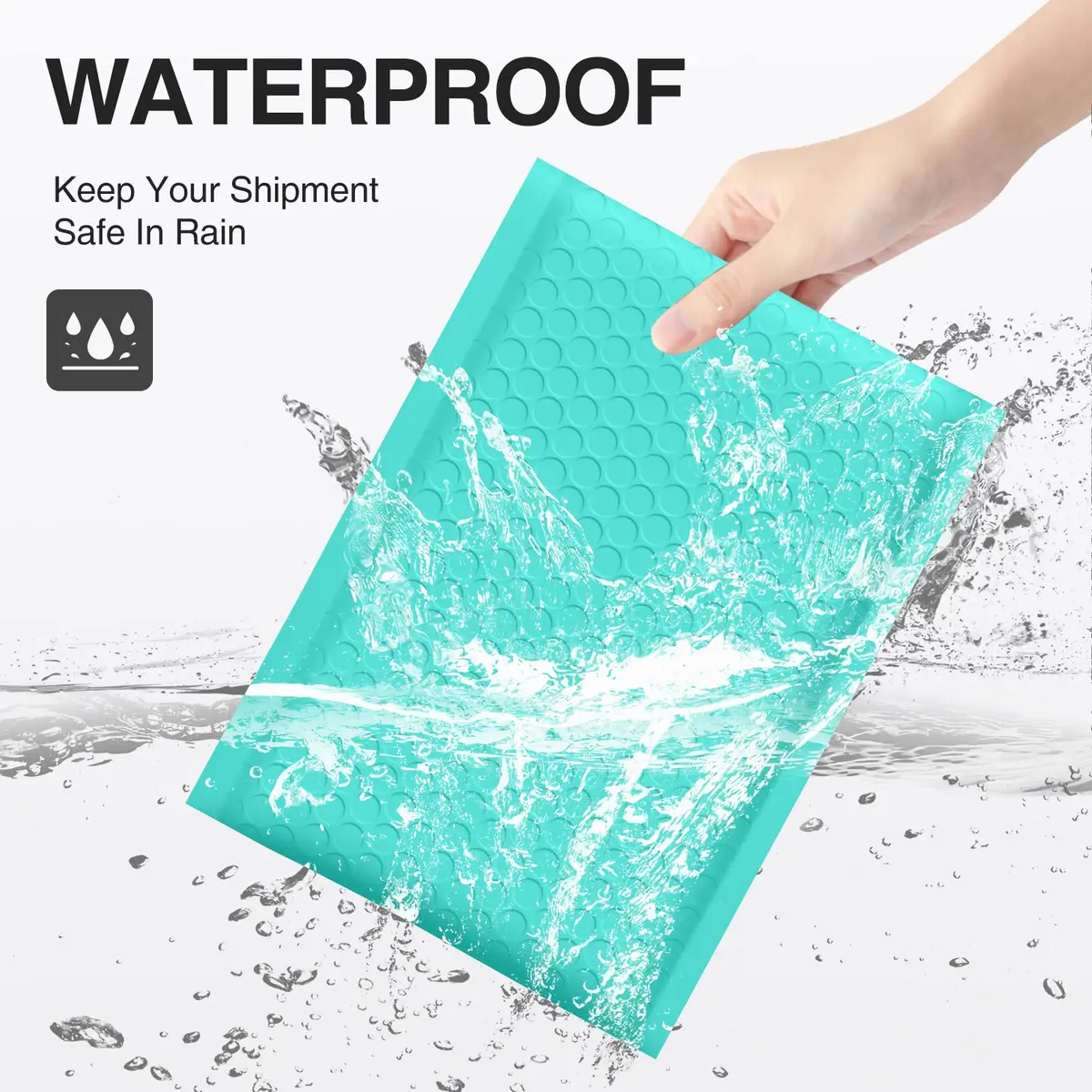 UCGOU Teal Bubble Mailers 4x8 Inch (50 Pack) | Opaque Poly Padded Envelopes for Shipping - view 3