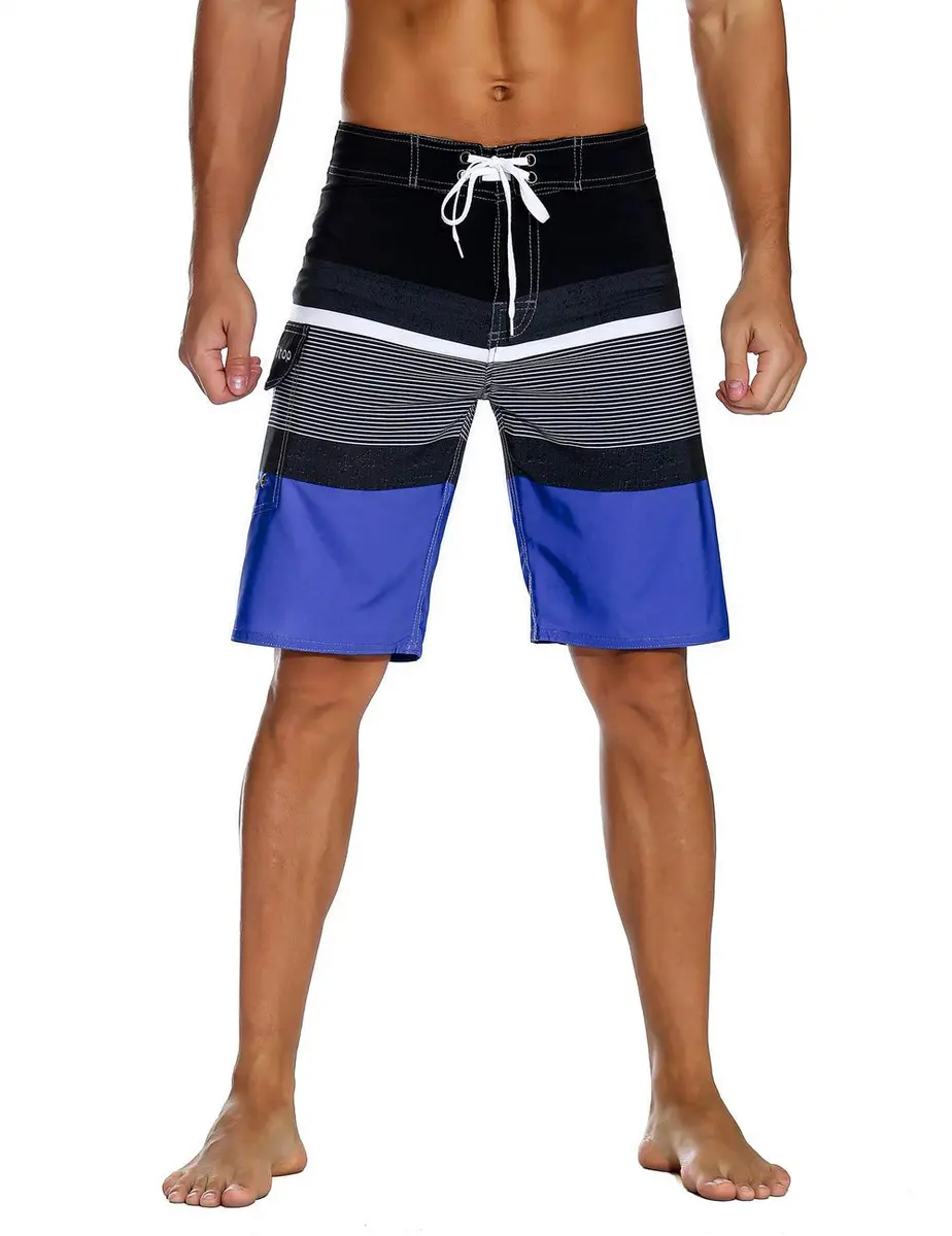 unitop Men's Classic Quick Dry Swim Trunks with Linning Blue&Black 40 | Breathable, Lightweight & Fast Drying - main product image