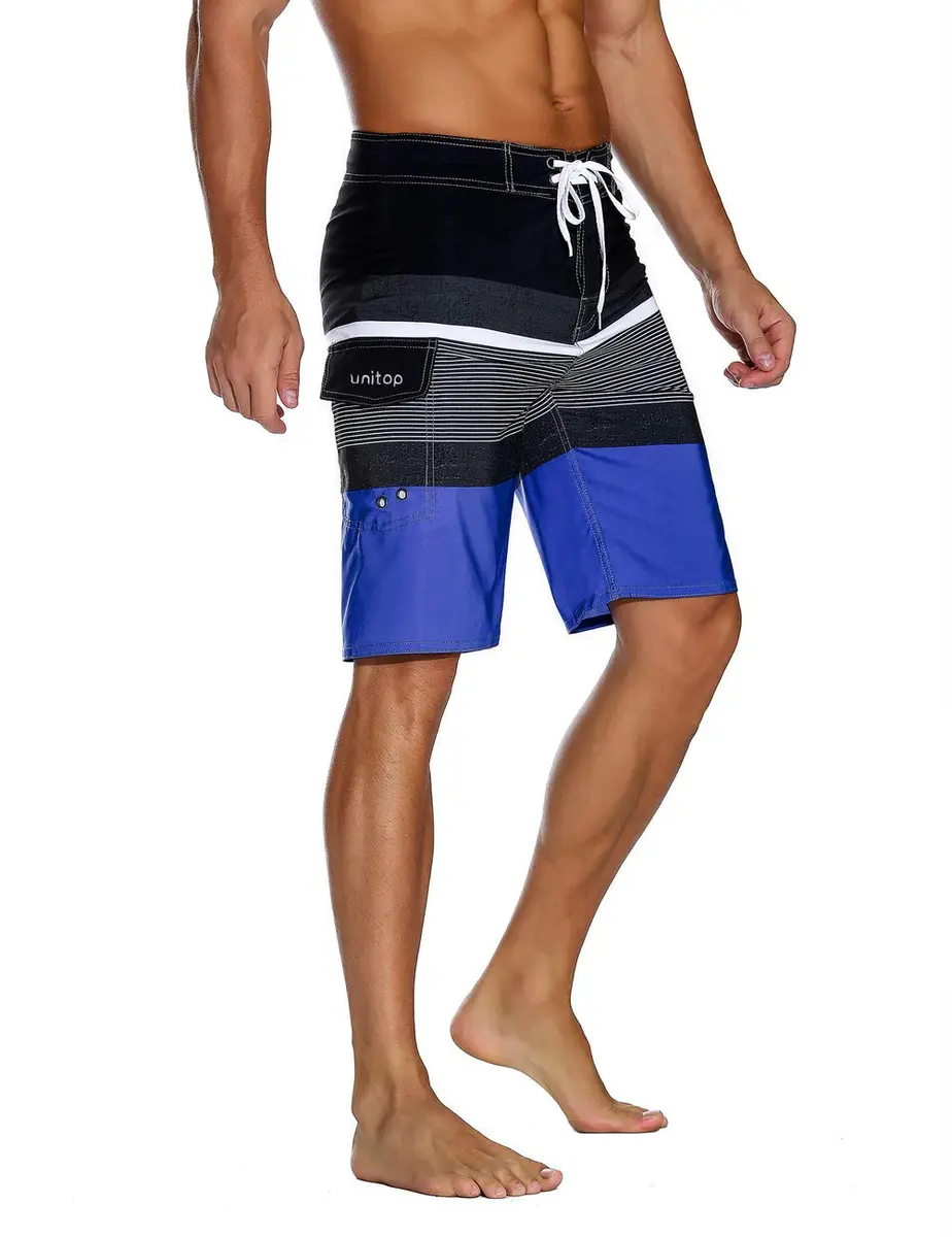 unitop Men's Classic Quick Dry Swim Trunks with Linning Blue&Black 40 | Breathable, Lightweight & Fast Drying - view 2