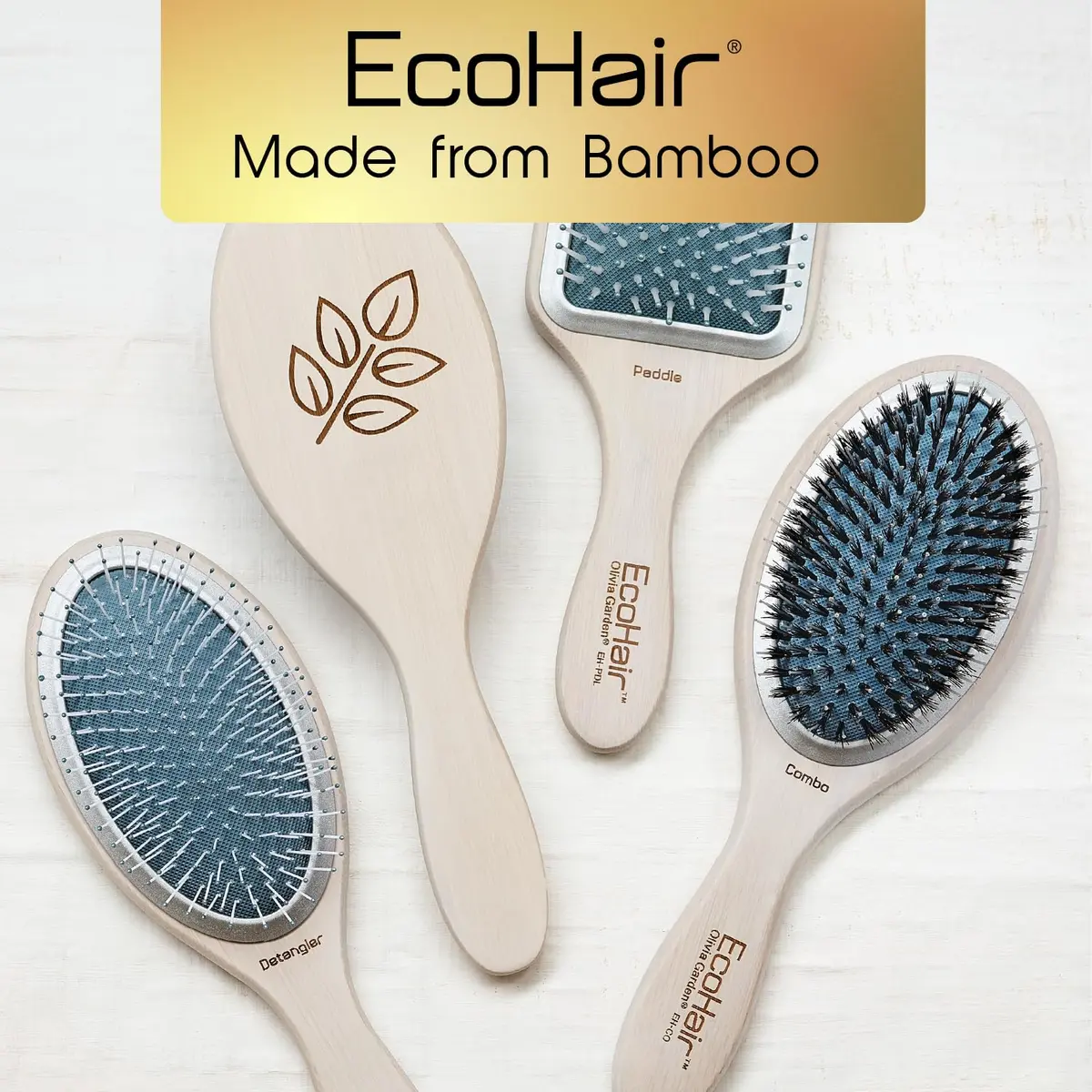 Olivia Garden EcoHair Paddle Bamboo Hair Brush, EH-CO, Combo | Handcrafted Bamboo Handle, Ionic Bristles, All Hair Types - view 6