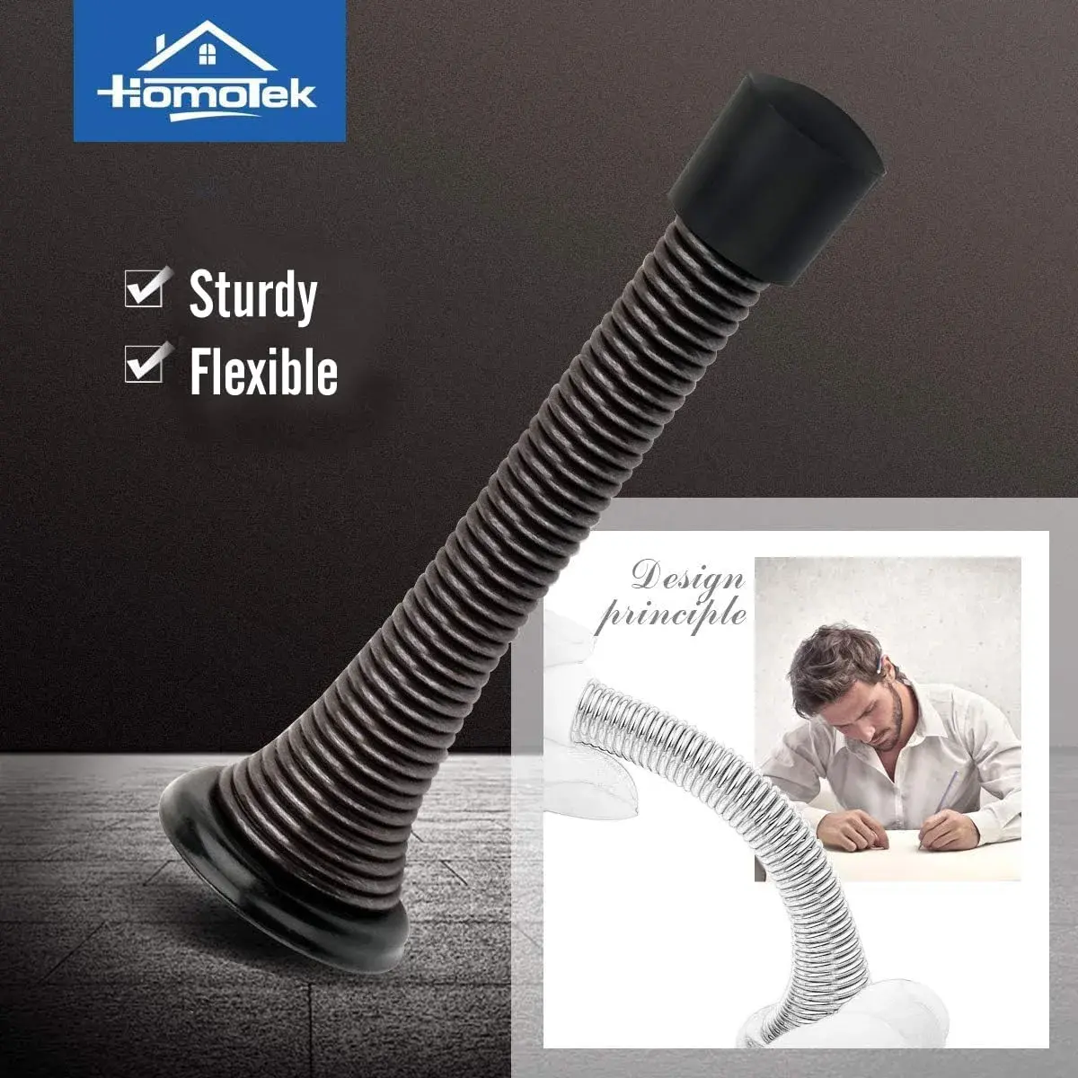 HOMOTEK Heavy Duty Spring Door Stops, 12 Pack Oil Rubbed Bronze | Value Pack Doorstop for Wall Protection - view 2